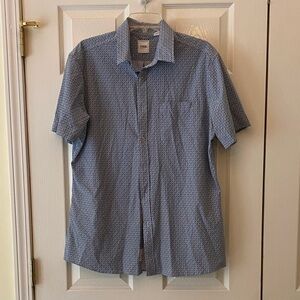Men's Blue Geometric Short Sleeve Shirt